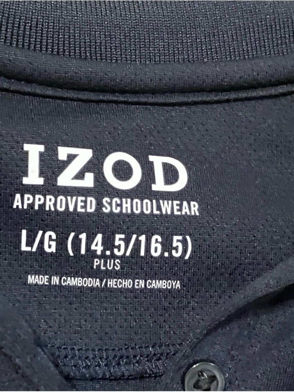 Izod Navy Short Sleeve Girls Polo - Picture 2 of 2